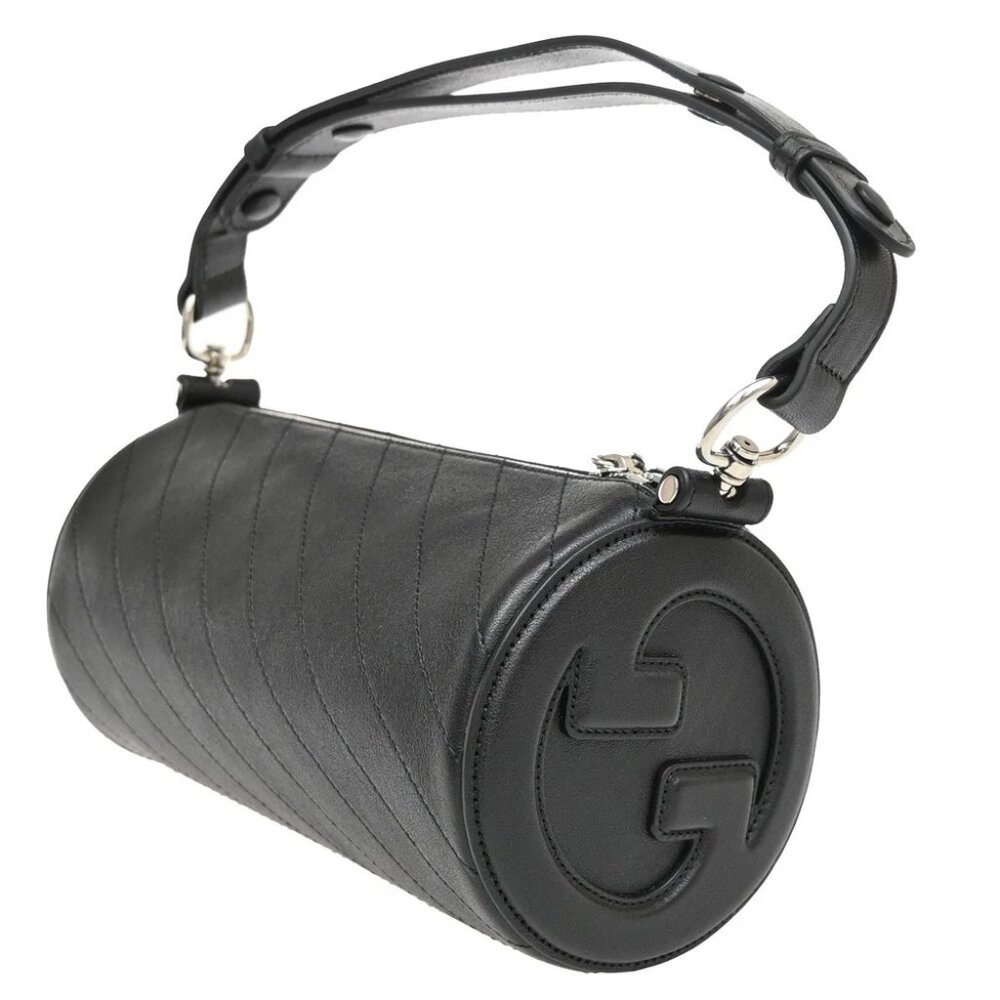GUCCI Logo Blondie Interlocking GG Mini Shoulder Bag Leather Black 92RF527 - Picture 2 of 14
